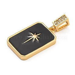 Rack Plating Brass Micro Pave Clear Cubic Zirconia North Star European Dangle Charms&nbsp;KK-U035-17G-03