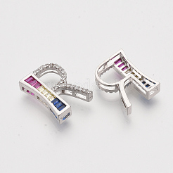 Brass Cubic Zirconia Slide Charms&nbsp;ZIRC-S063-01R-P