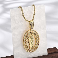 Brass Cubic Zirconia Pendant Necklaces for Women&nbsp;NJEW-U034-01C-G