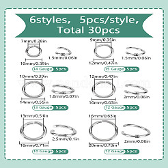30Pcs 6 Styles Tarnish Resistant 304 Stainless Steel Open Jump Rings&nbsp;STAS-LP0001-62
