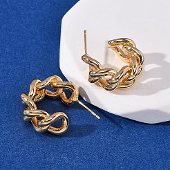 Brass C-Shaped Stud Earrings&nbsp;EJEW-A143-04G