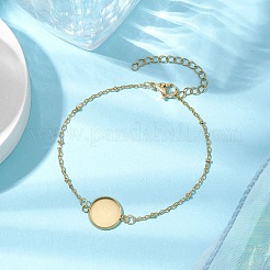 304 Stainless Steel Round Cabochon Setting Bracelets&nbsp;BJEW-JB11091-01