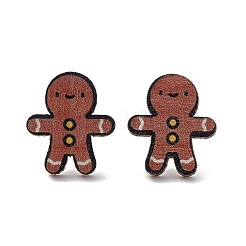 Christmas Printed Wooden Stud Earrings&nbsp;EJEW-D046-01