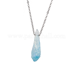 Dyed Natural Quartz Crystal Twist Teardrop Pendant Necklaces&nbsp;NJEW-JN04497-01