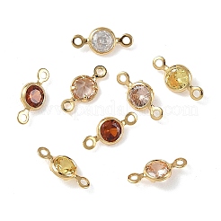 SHEGRACE Brass Pave Cubic Zirconia Flat Round Connector Charms&nbsp;XGRQ2O988-442G