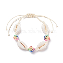 Natural Cowrie Shell Braided Bead Bracelet&nbsp;BJEW-JB07400
