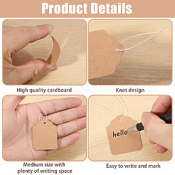 500Pcs Kraft Paper Blank Price Tags with Cord&nbsp;CDIS-WH0027-17