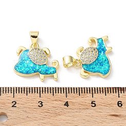 Rack Plating Brass Micro Pave Cubic Zirconia Pendants&nbsp;KK-C041-14G