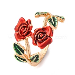 Zinc Alloy Enamel Open Cuff Rings for Women&nbsp;RJEW-U058-01G