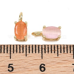 Brass Cat Eye Pendants&nbsp;KK-C251-09B-G