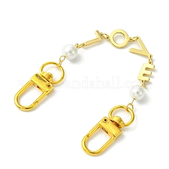 Brass & Shell Pearl Word LOVE Link Bag Extender Chains&nbsp;FIND-JF00149-01
