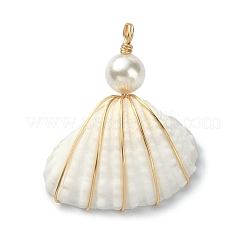Natural Shell Copper Wire Wrapped Pendants&nbsp;PALLOY-TA00078-02