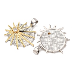 Brass Micro Pave Clear Cubic Zirconia Pendants&nbsp;KK-G543-10GP-04