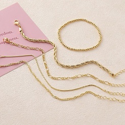 5Pcs 5 Styles Brass Chain Bracelets & Stretch Bracelets Set for Women&nbsp;BJEW-D357-03G