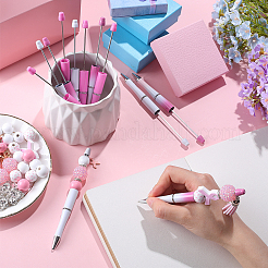 DIY October Breast Cancer Pink Awareness Ribbon Theme Beadable Pen Sets&nbsp;DIY-SC0024-87