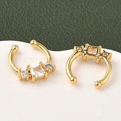 Brass Pave Clear Cubic Zirconia Circular/Horseshoe Barbell Nose Rings&nbsp;EJEW-D337-18A-G