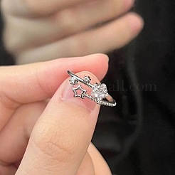 Alloy with Crystal Rhinestone Cuff Open Rings for Women&nbsp;FS-WG2A069-01
