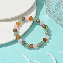 Natural Carnelian & Rose Quartz & Green Aventurine & Labradorite Round Beaded Stretch Bracelets&nbsp;BJEW-JB10910-05