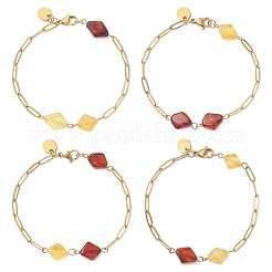 Natural Amber Beads Link Bracelets&nbsp;BJEW-JB13495