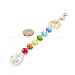 AB Color Glass Heart Teardrop Round Hanging Suncatcher Pendant Decoration&nbsp;HJEW-JM00902