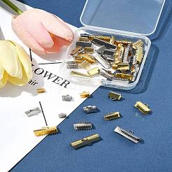 50Pcs 13 Styles 304 Stainless Steel Ribbon Crimp Ends&nbsp;STAS-FS0002-03