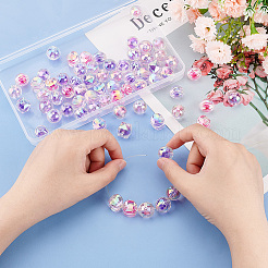 72Pcs 12 Styles UV Plating Transparent Acrylic Beads&nbsp;TACR-PH0001-57A