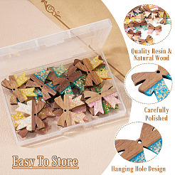 18Pcs 9 Colors Wood & Resin Pendants&nbsp;WOOD-TA0002-96