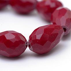 Opaque Solid Color Glass Faceted Teardrop Beads Strands&nbsp;GLAA-Q052B-03