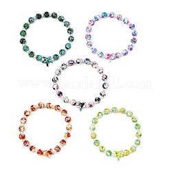 Dyed Synthetic Turquoise & ABS Plastic Imitation Pearl Beads Stretch Bracelets for Women&nbsp;BJEW-JB13642