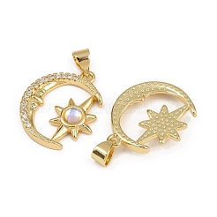 Rack Plating Planet Brass Micro Pave Cubic Zirconia Pendants&nbsp;KK-E102-31G-1