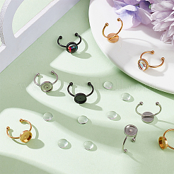 DIY Flat Round Blank Cameo Photo Ring Making Kit&nbsp;DIY-UN0004-46