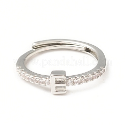 Clear Cubic Zirconia Initial Letter Adjustable Ring&nbsp;RJEW-C052-01P-E