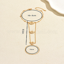 Star Moon Brass Micro Pave Clear Cubic Zirconia Hand Chain Ring Bracelets for Women&nbsp;KH7089