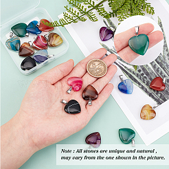 18Pcs 9 Colors Natural Banded Agate/Striped Agate Pendants&nbsp;G-SC0002-06