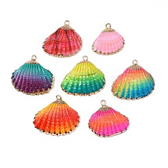 Spray Paint & Electroplate Sea Shell Pendants&nbsp;SSHEL-S262-07