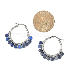 Mixed Stone Round Hoop Earrings&nbsp;EJEW-JE06695