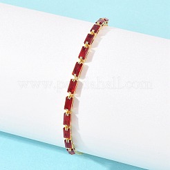 Rectangle Brass Micro Pave Cubic Zirconia Slider Bracelets&nbsp;KK-A305-02G-05