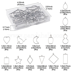 26Pcs 13 Styles Rack Plating Alloy Open Back Bezel Pendants&nbsp;FIND-FS0003-72