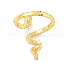 Rack Plating Snake Brass Micro Pave Clear Cubic Zirconia Cuff Rings for Women&nbsp;RJEW-C103-10G