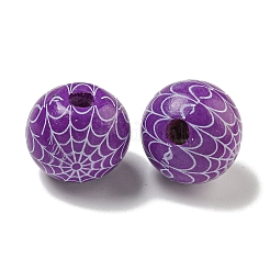 Printed Wood European Beads&nbsp;WOOD-G022-08B-08