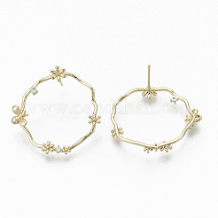 Brass Micro Pave Clear Cubic Zirconia Stud Earrings&nbsp;EJEW-T007-12G-NF