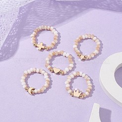 Electroplated Glass Beads Stretch Rings&nbsp;RJEW-JR00598
