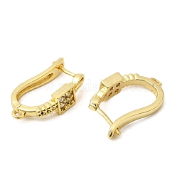 Square Brass Micro Pave Clear Cubic Zirconia Hoop Earring Findings&nbsp;KK-A289-07G