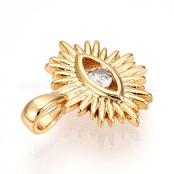 Brass Micro Pave Clear Cubic Zirconia Pendants&nbsp;KK-T075-27G