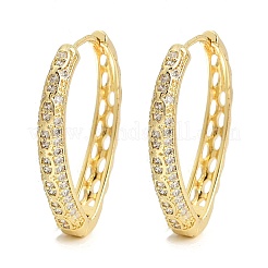Teardrop Brass Micro Pave Clear Cubic Zirconia Hoop Earrings&nbsp;EJEW-G446-01G