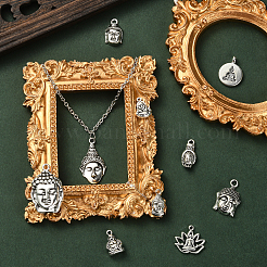 100Pcs 10 Styles Tibetan Style Zinc Alloy Charms&nbsp;TIBEP-CJ0003-08