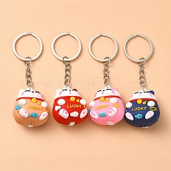 4Pcs PVC Cartoon Lucky Cat Doll Pendant Keychain&nbsp;KEYC-YW0001-10