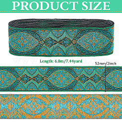 National Style Polyester Jacquard Flower Ribbon for Garment Accessories&nbsp;OCOR-WH0097-39C