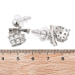 Brass Clear Cubic Zirconia Stud Earrings&nbsp;EJEW-D301-06P-04