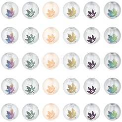 60Pcs 6 Colors Autumn Theme Electroplate Transparent Glass Beads&nbsp;EGLA-YW0005-68